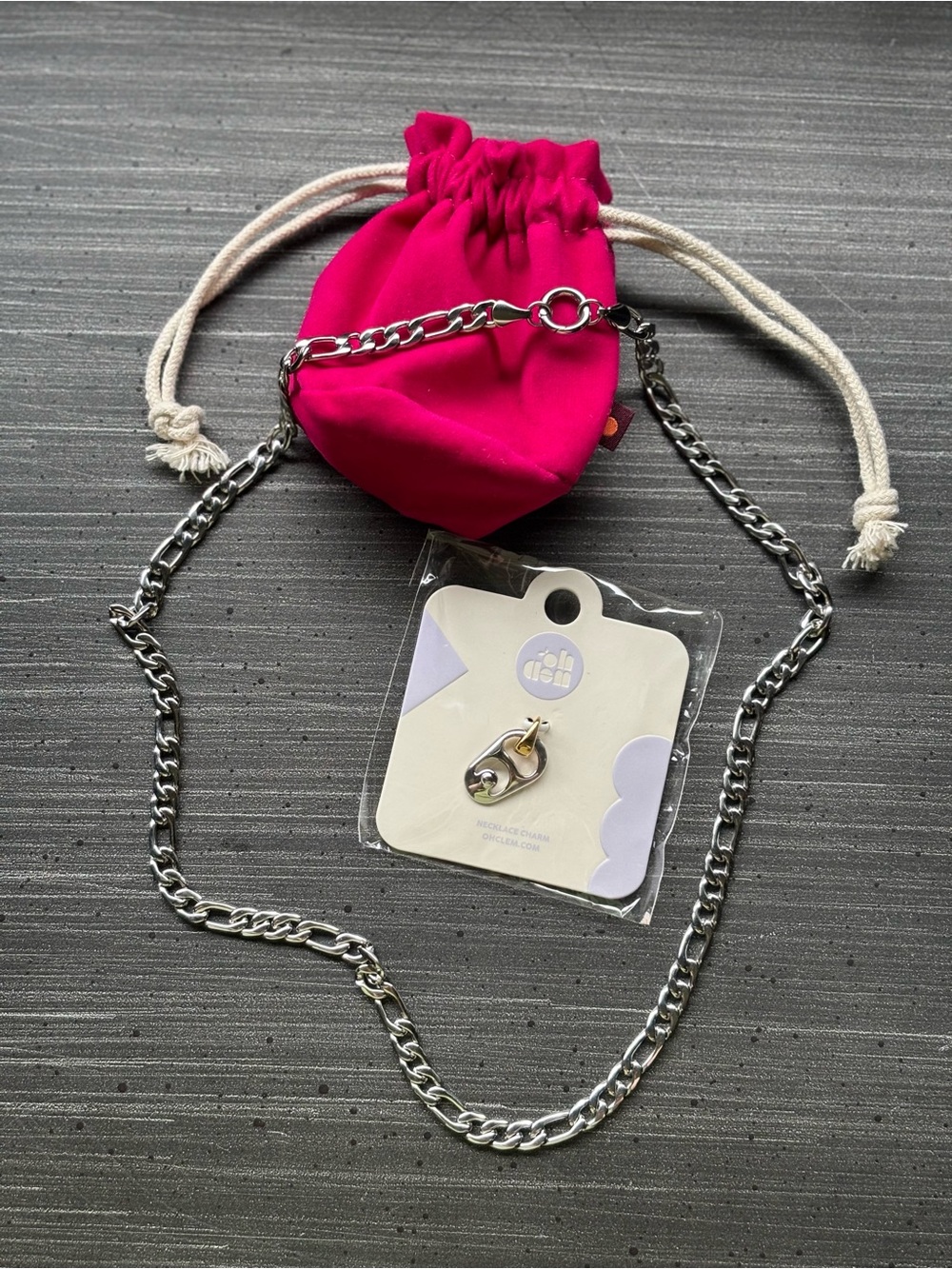 Silver Figaro Chain with removable Soda Tab Charm